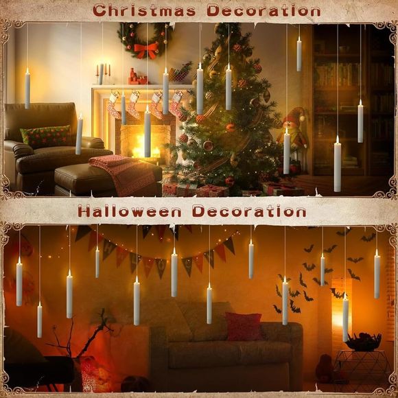 12 Floating Candles with Magic Wand Halloween Flameless LED Wizard - Picture 3 of 11